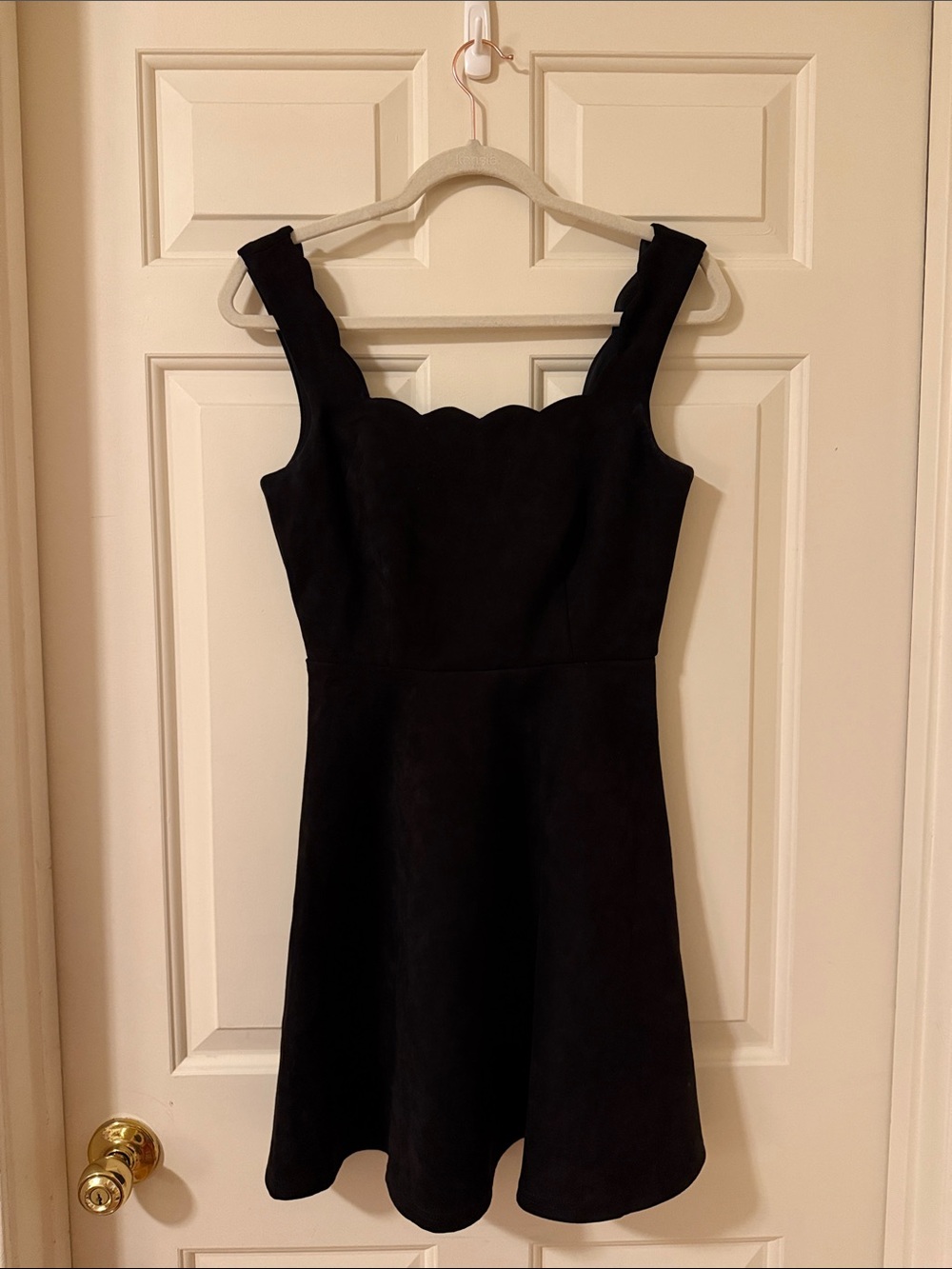 Black Scallop Neck A-Line Dress - Women